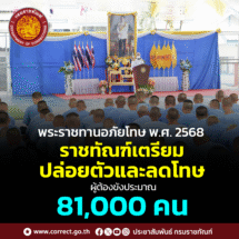 “พระบาทสมเด็จพระเจ้าอยู่หัว พระราชทานอภัยโทษเนื่องในโอกาสวันเฉลิมพระชนมพรรษา 28 กรกฎาคม 2568”