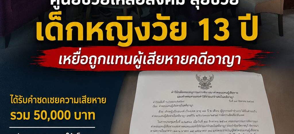 ยุติธรรมราชบุรี อนุมัติเยียวยา 50,000 บาท ช่วยเหลือเด็กหญิงวัย 13 ปี เหยื่อคดีล่วงละเมิดทางเพศ