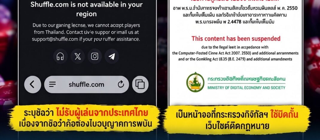 ตั้งข้อสังเกต ปม Shuffle.com ปิดรับผู้เล่นไทยเอง ไม่ใช่หน้าจอบล็อกจากกระทรวงดีอี ชวนตรวจสอบเส้นทางการตัดสินใจและผู้มีอำนาจควบคุม