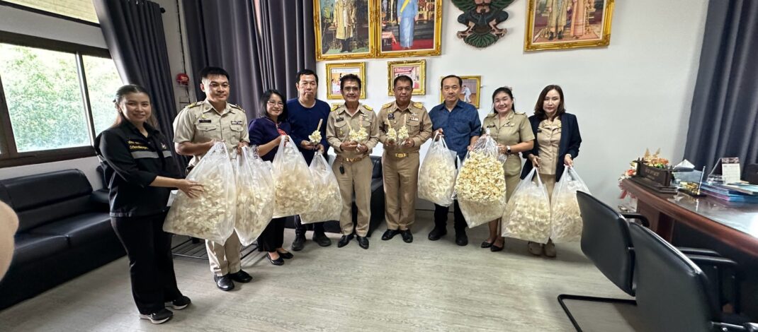 เทศบาลเมืองแพร่ มอบดอกไม้จันทน์ฝีมือประชาชนกว่า 2,300 ดอก เตรียมพร้อมสำหรับพระราชพิธีสำคัญ